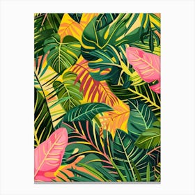 Tropical Leaves Seamless Pattern 25 Canvas Print