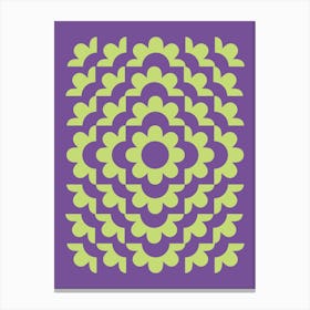 Midcentury Modern Abstract Geometric Flower Pattern Floral in Purple Forest Sage Green Canvas Print