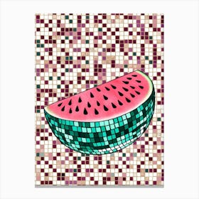 Watermelon On Mosaic Background Canvas Print