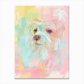 Pastel Minimal Line Terrier Dog Pink Gouache Paint Canvas Print