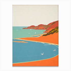 Blackpool Sands Beach Devon Midcentury Canvas Print