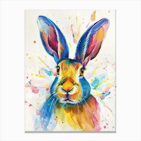 Rabbit Colourful Watercolour 2 Canvas Print
