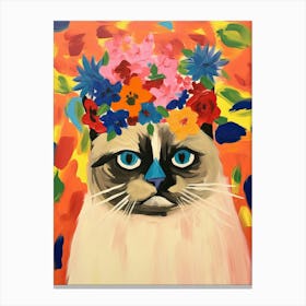 Himalayan Cat With A Flower Crown Painting Matisse Style 2 Canvas Print