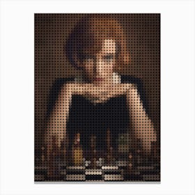 The Queen S Gambit Anya Taylor Joy In A Pixel Dots Art Style 1 Canvas Print