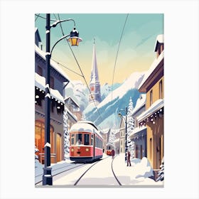 Vintage Winter Travel Illustration Chamonix France 1 Canvas Print