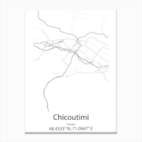 Chicoutimi,Canada Minimalist Map Canvas Print