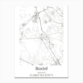 Boxtel,Netherlands Minimalist Map Canvas Print