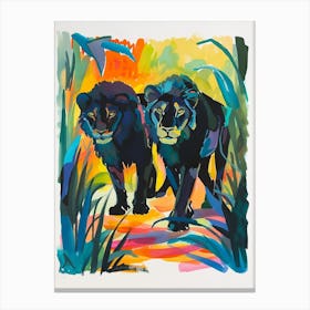 Black Lion Mating Rituals Fauvist Painting 4 Canvas Print