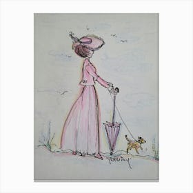 Lady And Her Dog 1 Canvas Print