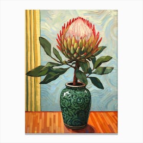 Flowers In A Vase Still Life Painting Protea 2 Canvas Print