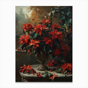 Baroque Floral Still Life Poinsettia 1 Canvas Print