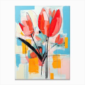 Graffiti Blooms: Basquiat-Styled Tulips and Flowers Canvas Print