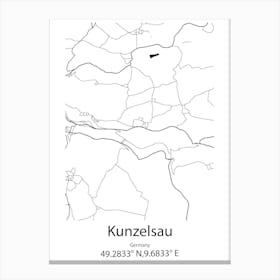 Kunzelsau,Germany Minimalist Map Canvas Print