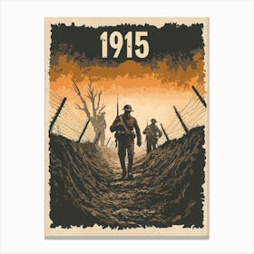 Aihrgdesign A Vintage Poster Depicting Soldiers In The Trench F013b51c 88b4 45ae B301 206236cd6ae1 3 Canvas Print