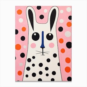 Pink Polka Dot Arctic Hare 1 Canvas Print