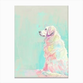 Pastel Watercolour Kuvasz Dog Line Illustration 3 Canvas Print