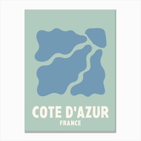 Cote D Azur, France, Graphic Style Poster 3 Canvas Print