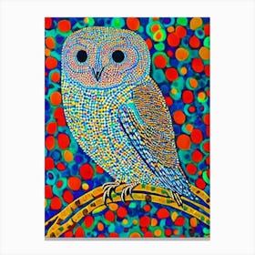 Barn Owl Yayoi Kusama Style Illustration Bird Canvas Print