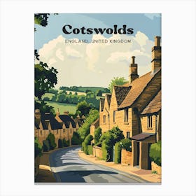 Cotswolds Vintage Art Illustration Canvas Print