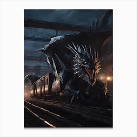 Dragon On The Train Tracks Canvas Print