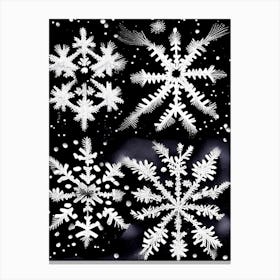 Intricate, Snowflakes, Black & White 1 Canvas Print