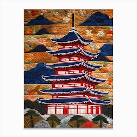 Japanese Pagoda, Japanese Quilting Inspired Art, 1502 Canvas Print