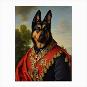 German Shepherd  Renaissance Portrait Oil Painting Canvas Print
