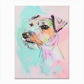 Pastel Wolfhound Rat Terrier Dog Pastel Line Illustration 2 Canvas Print