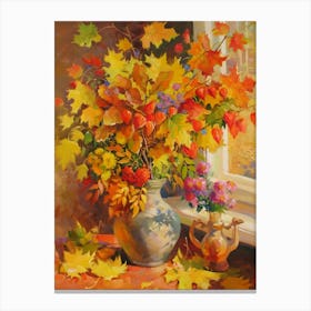 Autumn Leaves In A Vase Canvas Print