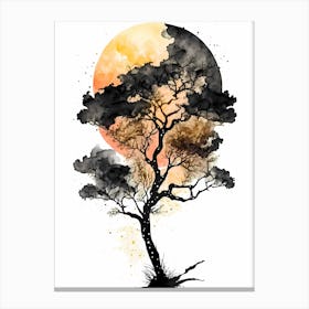 watercolor tree in the sunset Canvas Print