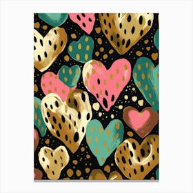 Acrylic And Dotty Lines Heart Canvas Print