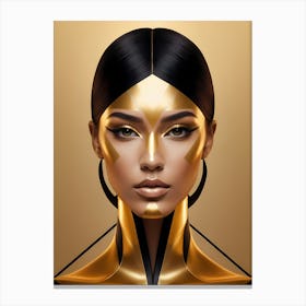 Geometric Woman Portrait Luxury Gold (5) Canvas Print