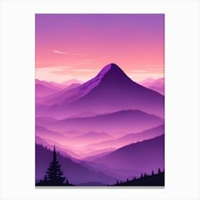 Misty Mountains Vertical Composition In Purple Tone 1 Canvas Print