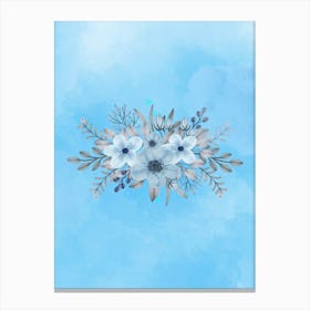 Blue Flowers On A Blue Background Canvas Print