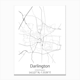 Darlington,United Kingdom Minimalist Map Canvas Print