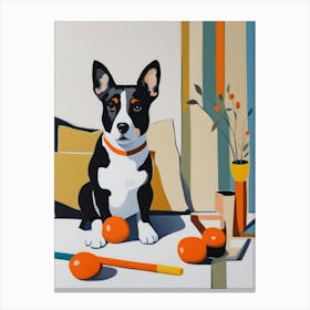 Dog With Oranges 1 Canvas Print