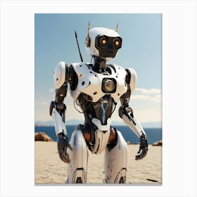 Robot On The Beach Canvas Print