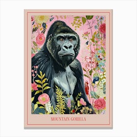 Floral Animal Painting Mountain Gorilla 3 Poster Canvas Print