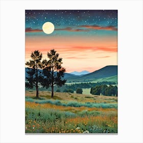 Sunset In The Meadow Canvas Print