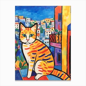 Painting Of A Cat In Byblos Lebanon 1 Canvas Print