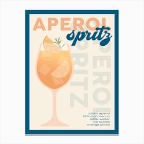 Cream And Blue Aperol Spritz Cocktail Canvas Print