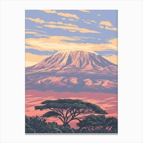 Mount Meru Tanzania Color Line Drawing (6) Canvas Print