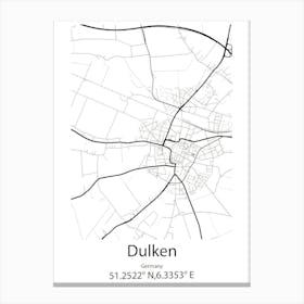 Dulken,Germany Minimalist Map Canvas Print