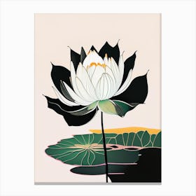 Blooming Lotus Flower In Lake Abstract Line Drawing 1 Canvas Print