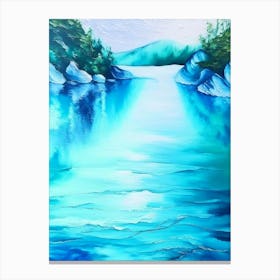 Lake Waterscape Marble Acrylic Painting 1 Canvas Print