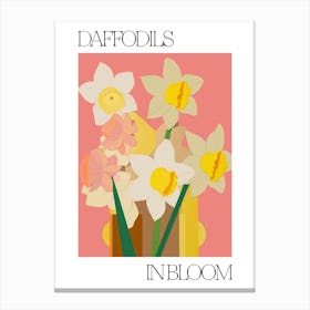 Daffodils In Bloom Flowers Bold Illustration 4 Canvas Print