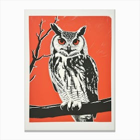 Verreauxs Eagle Owl Linocut Blockprint 3 Canvas Print