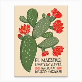 Mexican Art El Maestro Magazine Revista Green Cactus Canvas Print