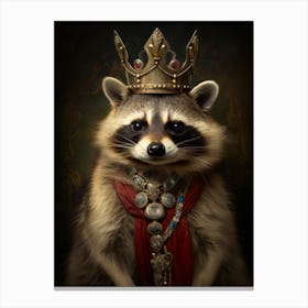 Vintage Portrait Of A Cozumel Raccoon Wearing A Crown 2 Canvas Print