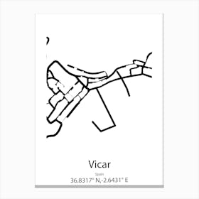 Vicar,Spain Minimalist Map Stampe su tela